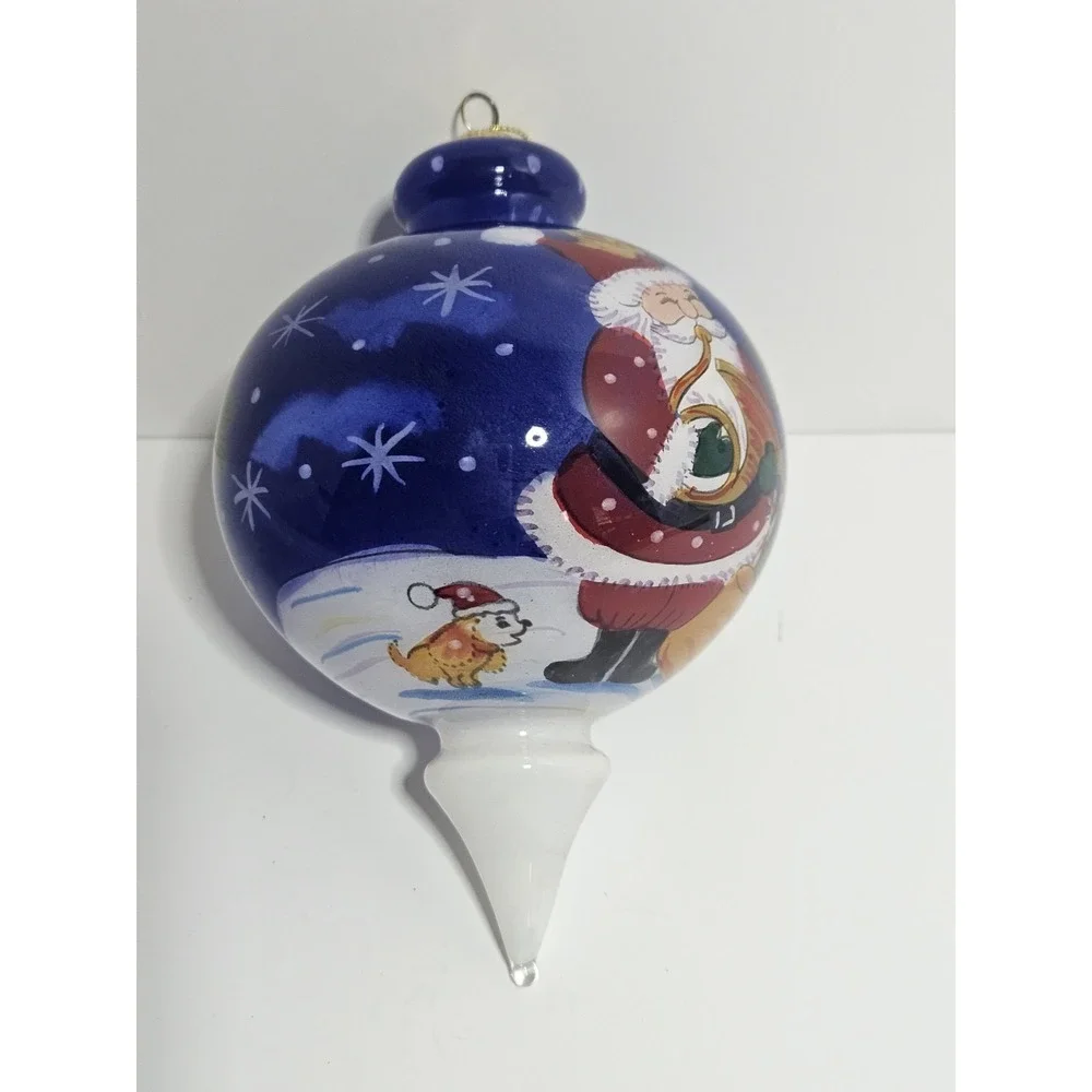 Pier 1 Li Bien 2012 Santa Claus Reverse Hand Painted Inside Glass Top Ornament